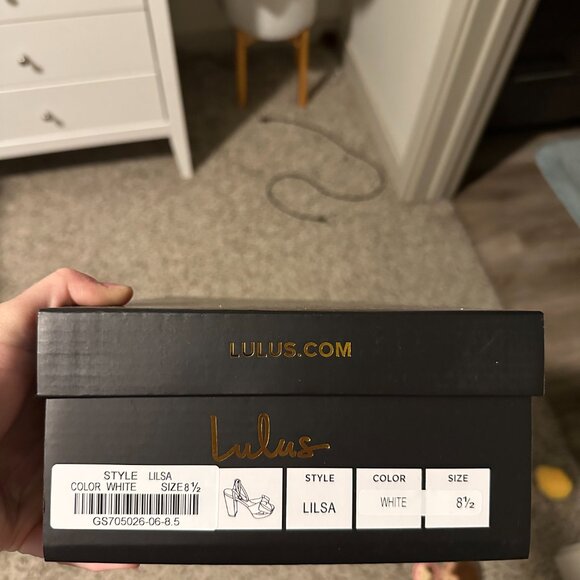 Lulus Lilsa White Bow Platform Ankle Strap Heels - Size 8.5 - Picture 4 of 4